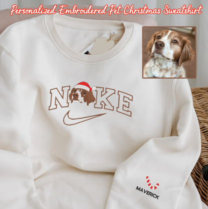 Christmas Personalized Embroidered NKE Pet Dog Cat Hoodie Sweatshirt T-Shirt