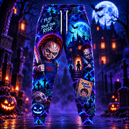 Halloween Neon Chucky AOP T-Shirt Sweatshirt Hoodie