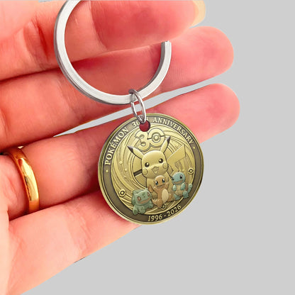 Pokémon 30th Anniversary Stainless Steel Round Keychain