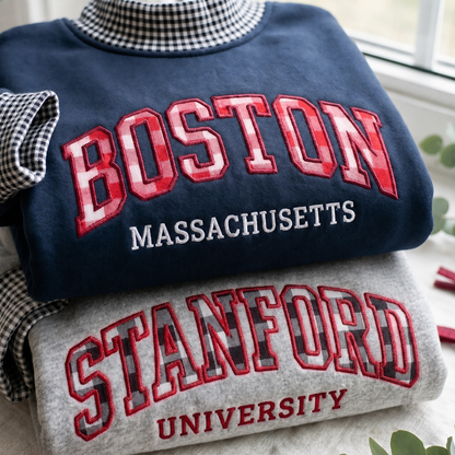 Personalized Wildcats Shirt, Custom School Name Gingham Mock Neck Sweatshirt