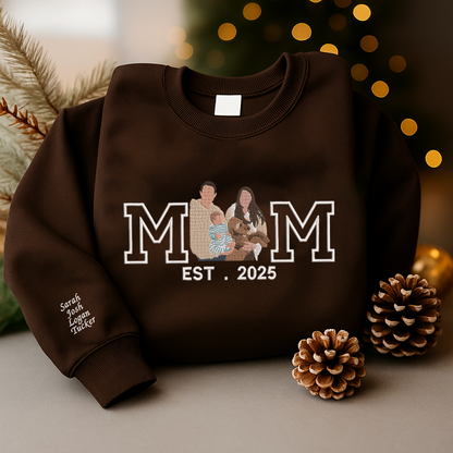 Personalized Embroidered Family Photo Hoodie Sweatshirt T-Shirt