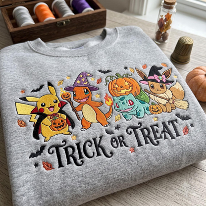 Custom PKM Halloween Character Embroidered Trick Or Treat SweatShirt