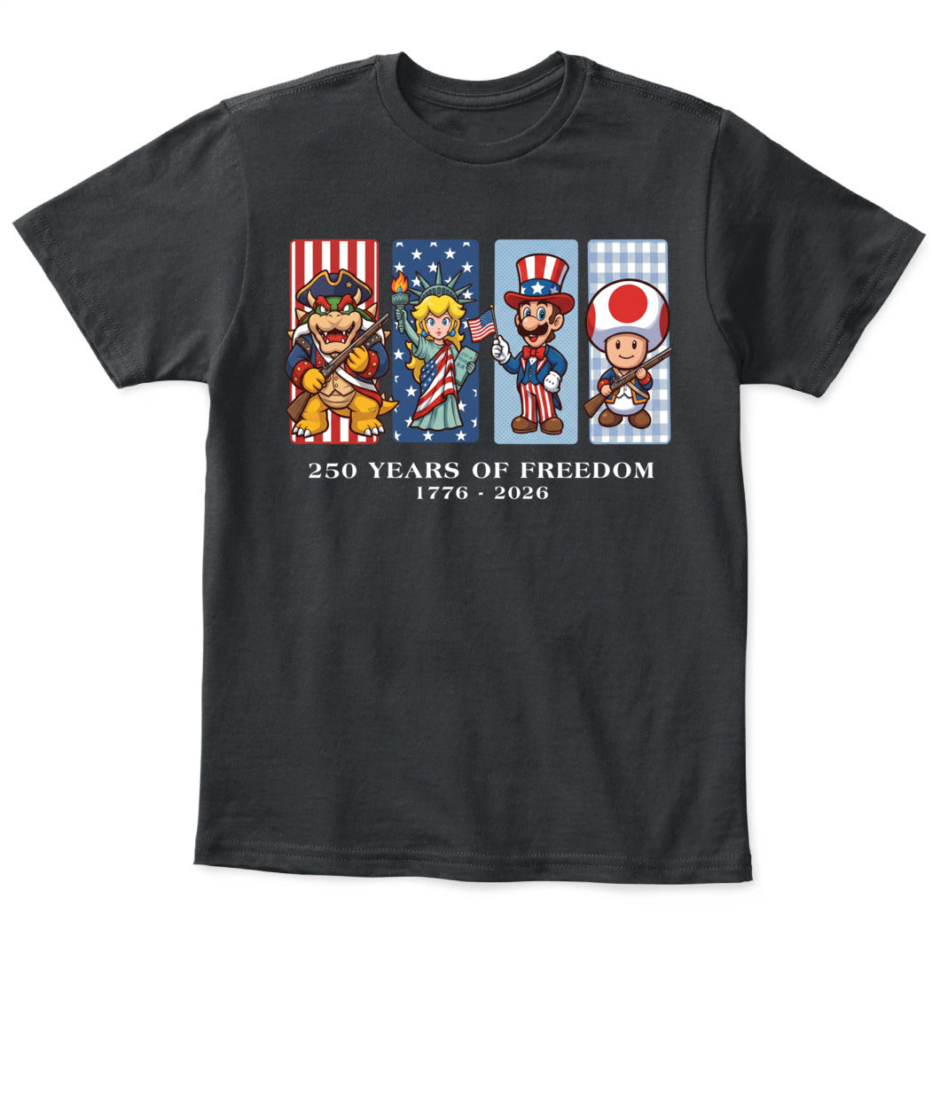 Mario 250 Years of Freedom 1776–2026 Patriotic Printed Graphic Hoodie Sweatshirt T-Shirt