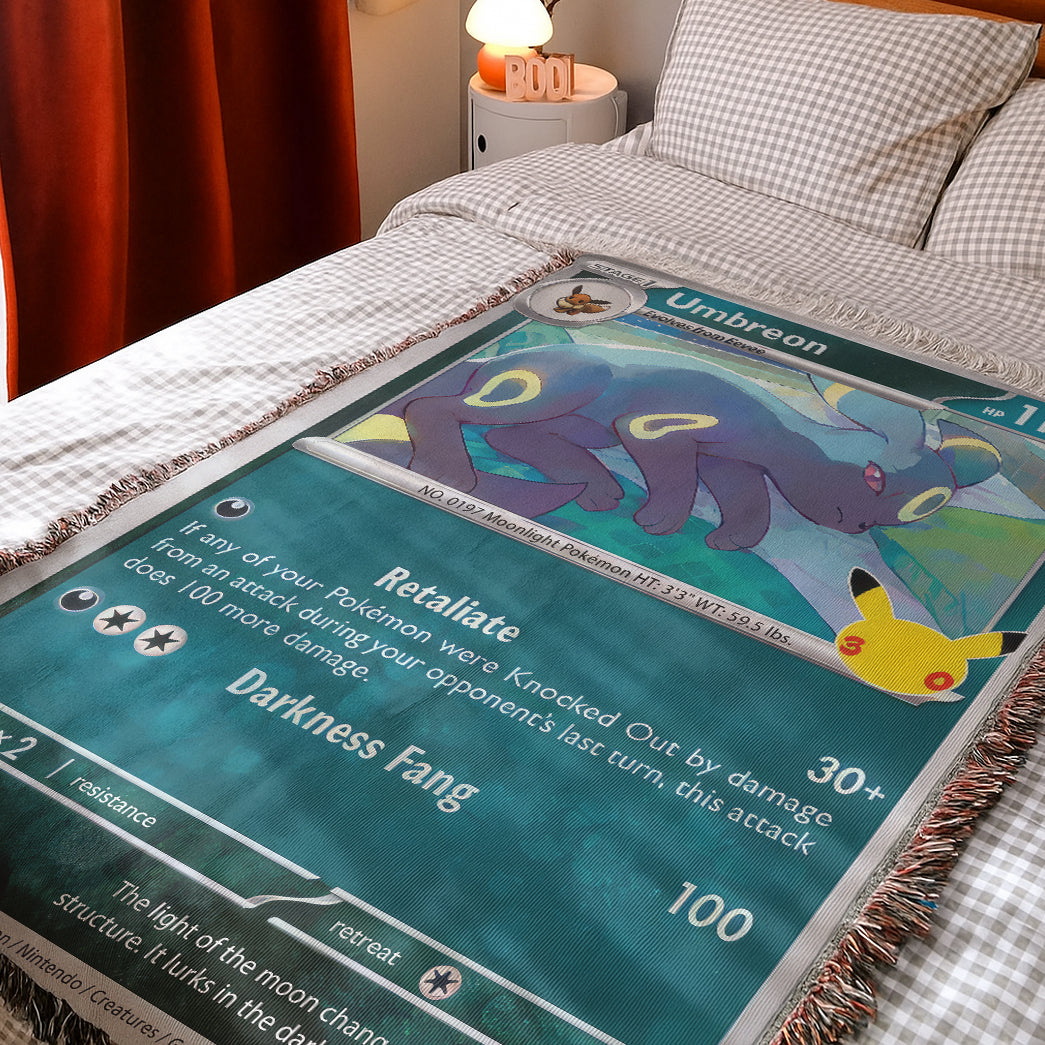 PKM Umbreon Card Custom Woven Printed Blanket