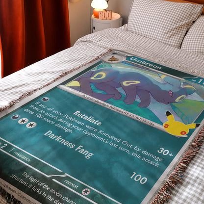 PKM Umbreon Card Custom Woven Printed Blanket