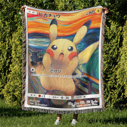 PKM Pikachu The Scream Custom Woven Blanket