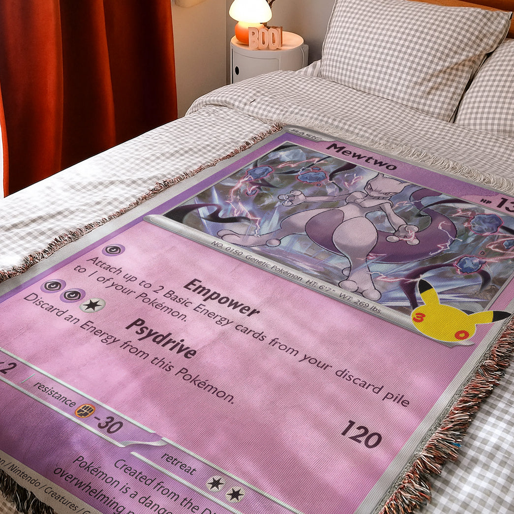 PKM Mewtwo Card Custom Woven Blanket