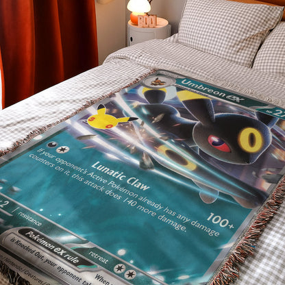 PKM Umbreon ex Card Custom Woven Printed Blanket