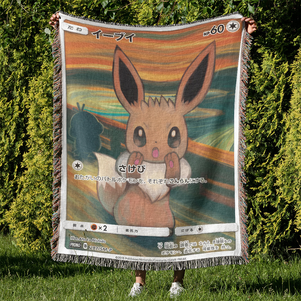 PKM Eevee The Scream Custom Woven Blanket