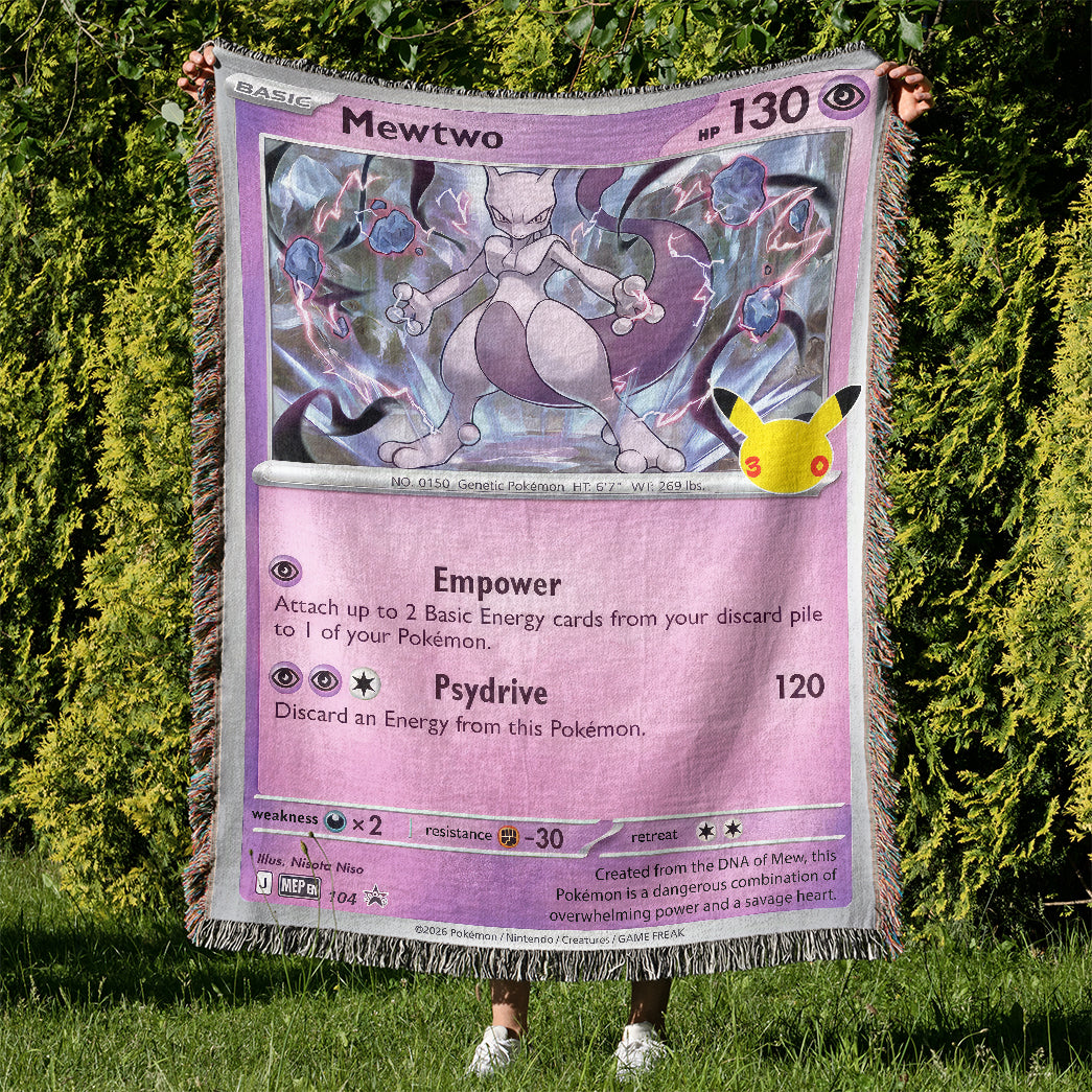 PKM Mewtwo Card Custom Woven Blanket