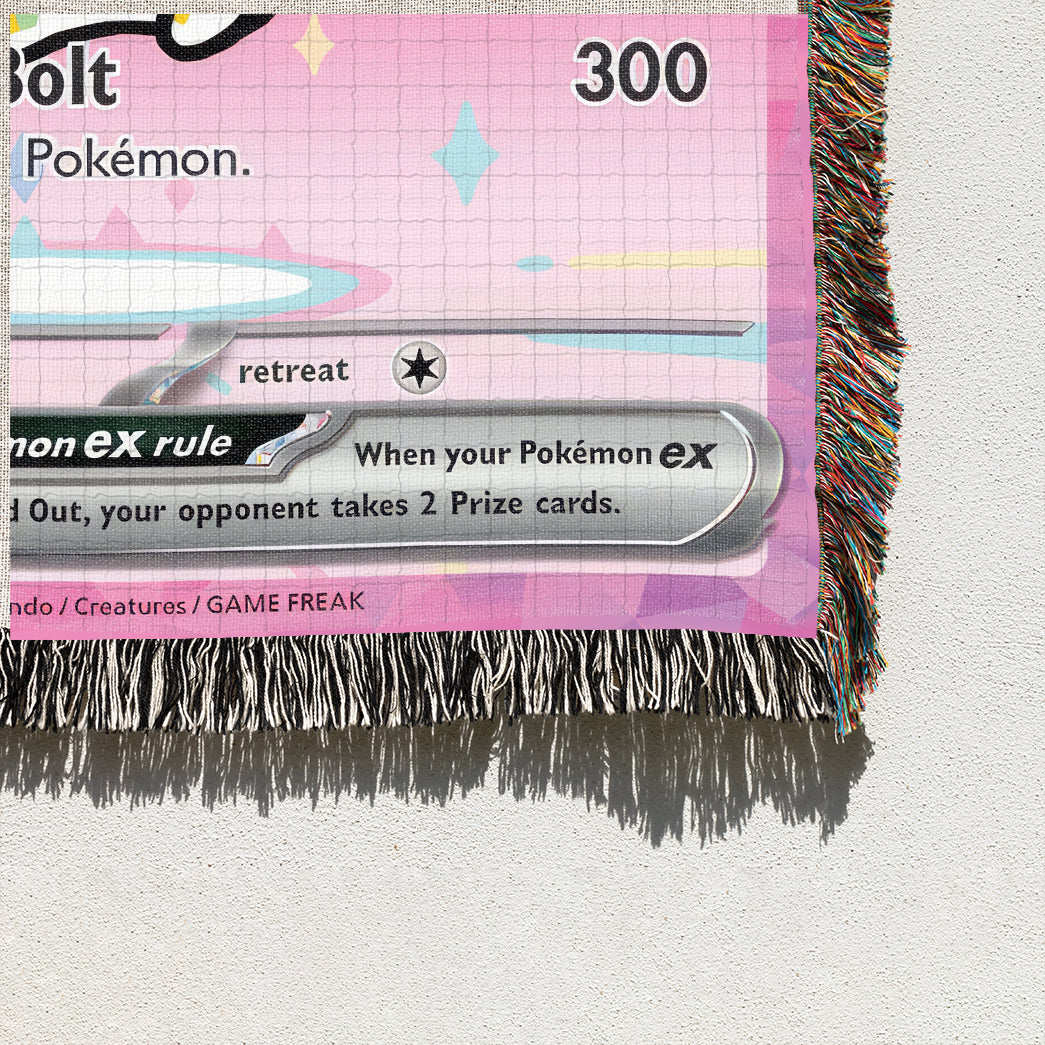 PKM Pikachu EX Card Custom Woven Blanket