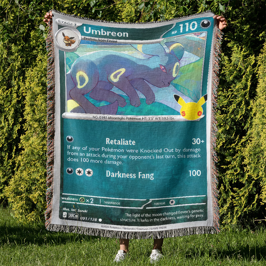 PKM Umbreon Card Custom Woven Printed Blanket