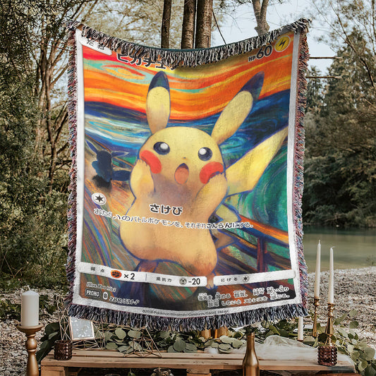 PKM Pikachu The Scream Custom Woven Blanket