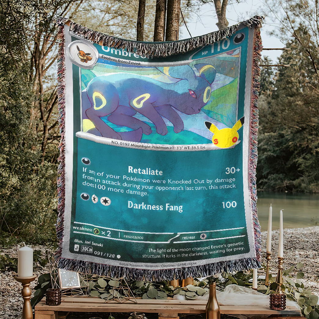 PKM Umbreon Card Custom Woven Printed Blanket