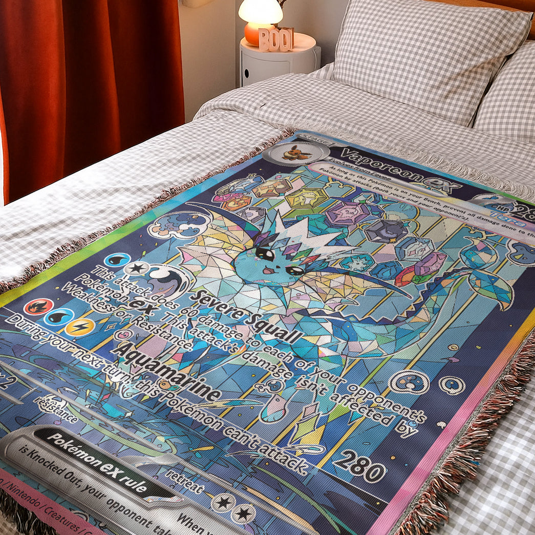 PKM Vaporeon EX Custom Woven Blanket
