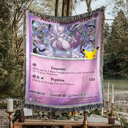 PKM Mewtwo Card Custom Woven Blanket