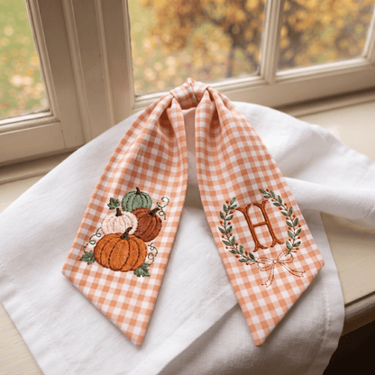Embroidered Custom Fall Pumpkin Wreath Sash