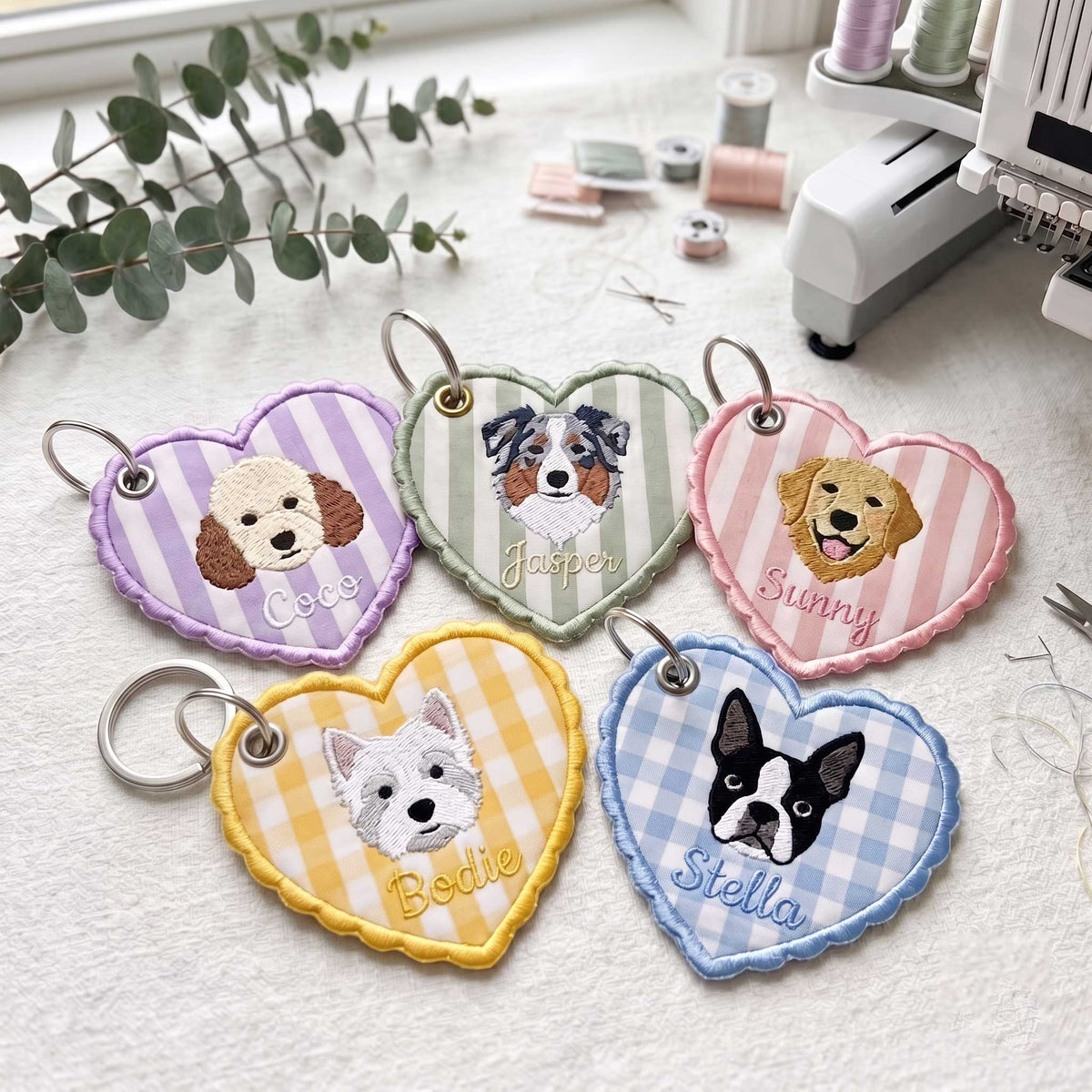 Embroidered Custom Pet Portrait Keychain