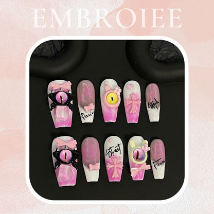 Cute and Cuddly Spooky Squad Hand-painted Press On Nails