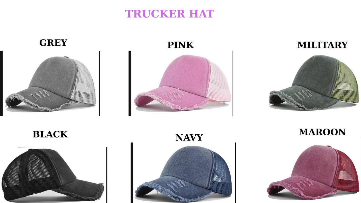 Personalized Embroidered Custom Text Birth Month Flowers Mom Dad Mother's Day Father's Day Dyed Cap Trucker Hat Normal Cap