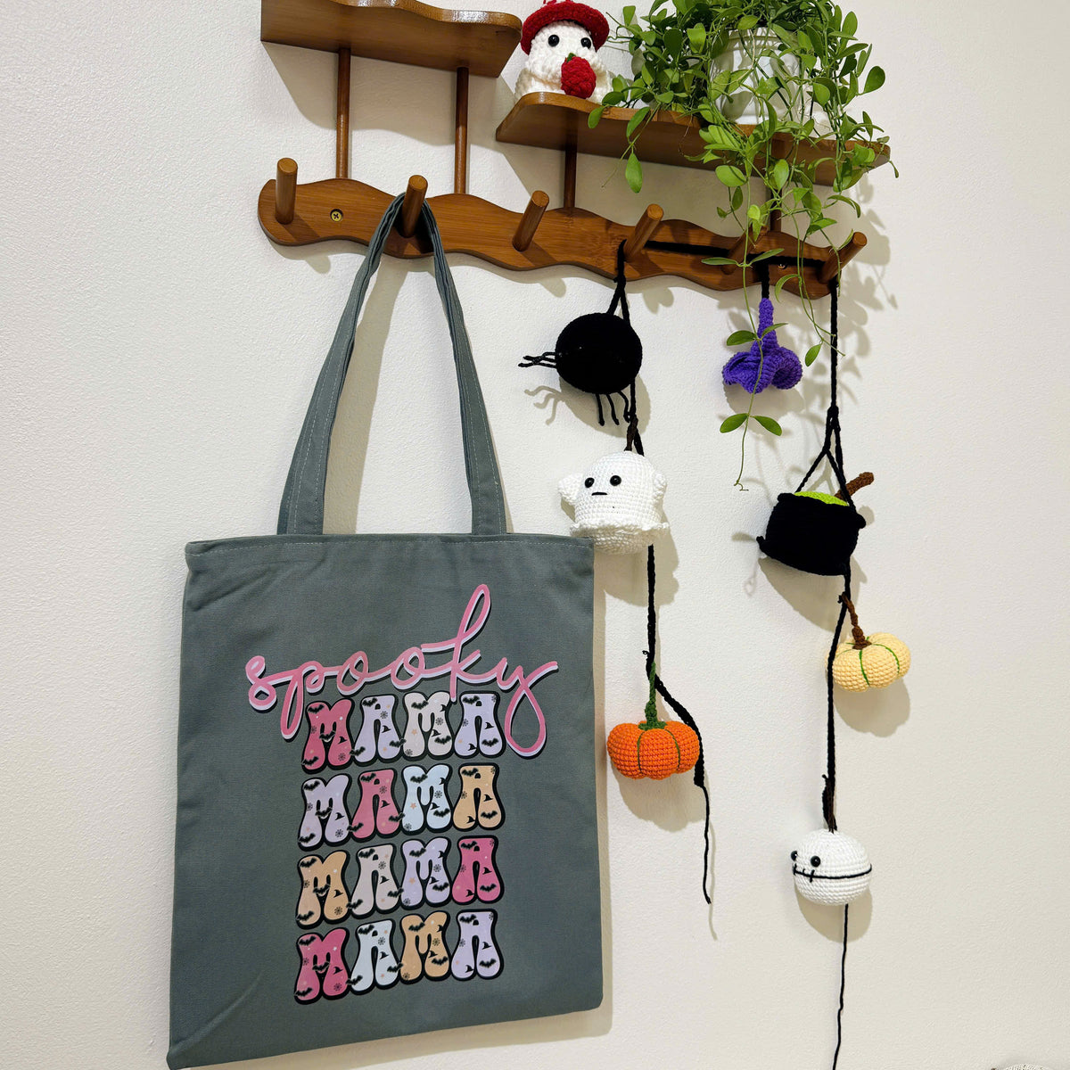Mama Spooky Halloween Tote Bag, Trick or Treat Totes, Halloween Bags, Spooky Season