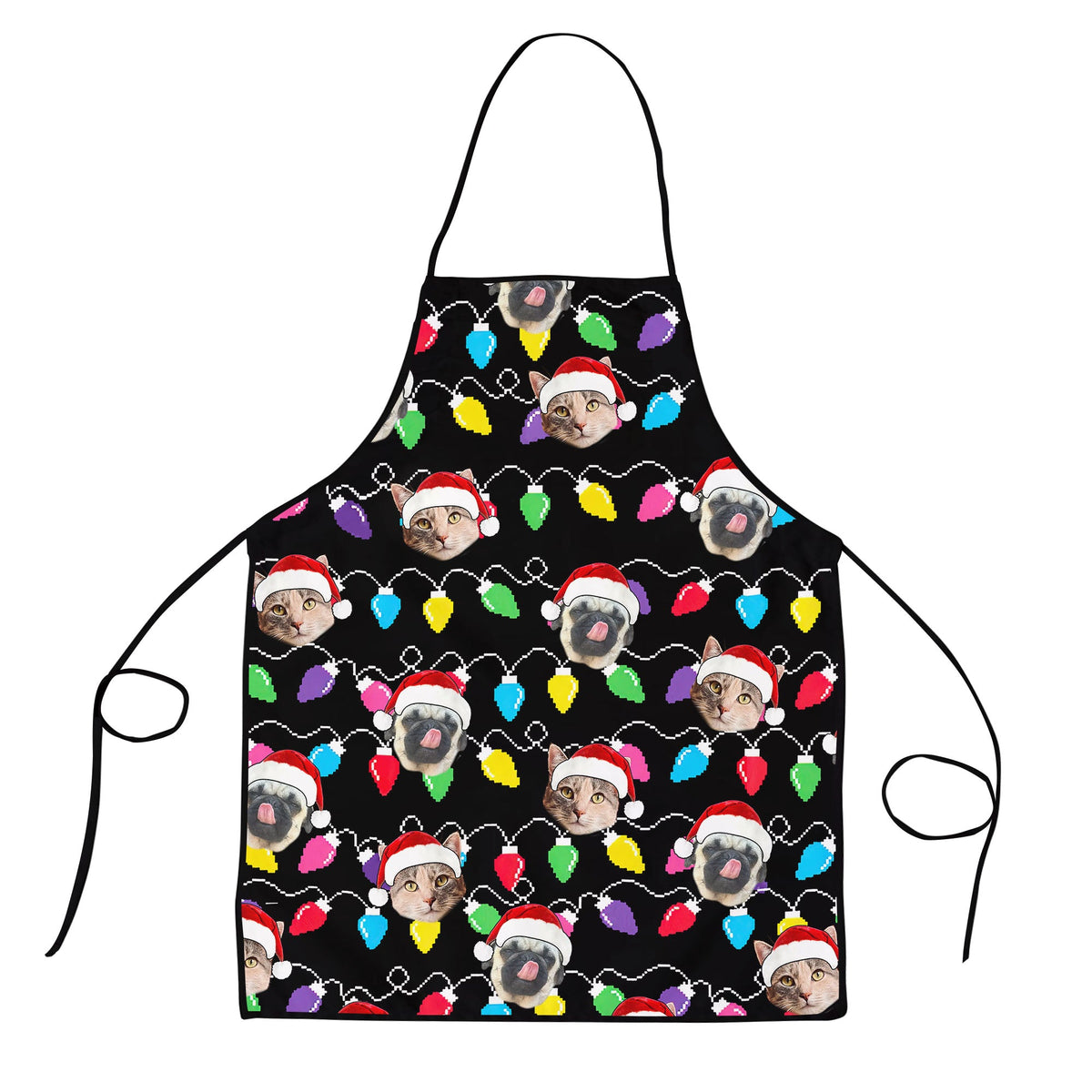 Personalized Pet Dog Cat Christmas Light Apron Oven mitt And Pot Holder Set