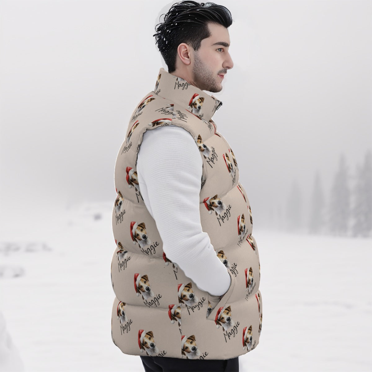 Personalized Pet Dog Cat Photo And Name Unisex Down Vest
