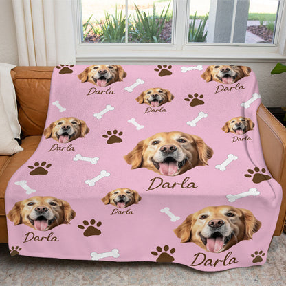 Personalized Pet Dog Cat Photo And Name Custom Soft Blanket