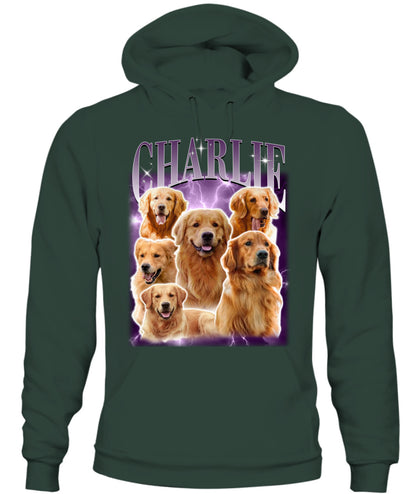 Personalized Pet Dog Cat Vintage Photo And  Name Printed Unisex Hoodie