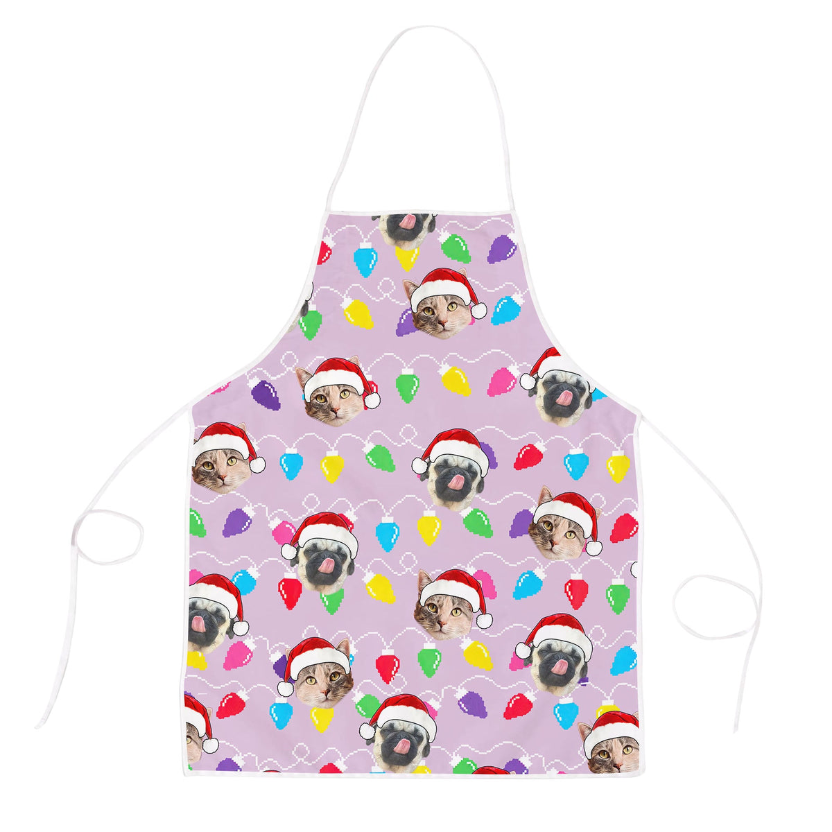 Personalized Pet Dog Cat Christmas Light Apron Oven mitt And Pot Holder Set