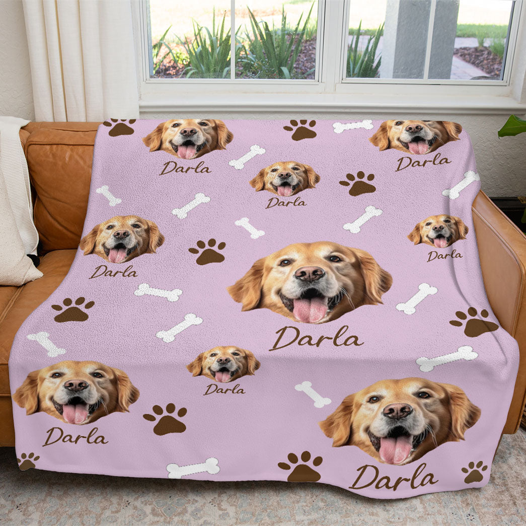 Personalized Pet Dog Cat Photo And Name Custom Soft Blanket