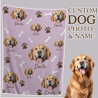 Personalized Pet Dog Cat Photo And Name Custom Soft Blanket