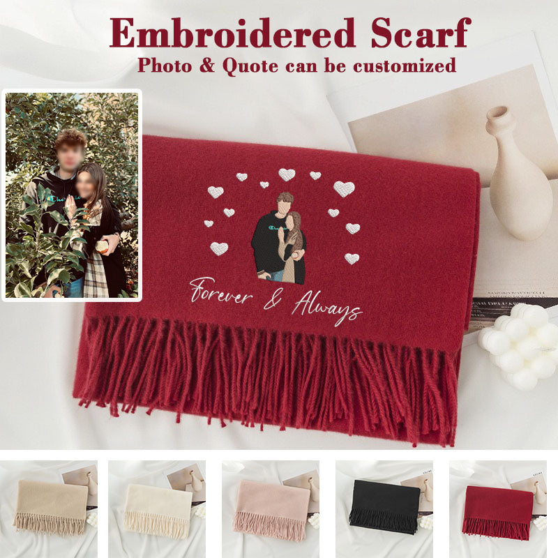 Valentine Personalized Embroidered Couple Scarf
