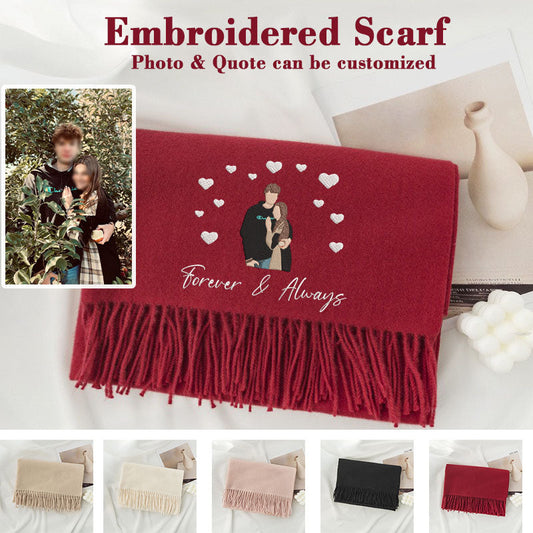 Valentine Personalized Embroidered Couple Scarf