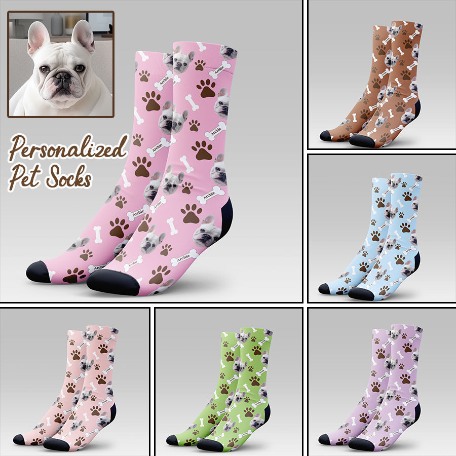 Personalized Pet Photo And Name Socks