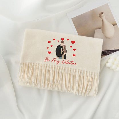 Valentine Personalized Embroidered Couple Scarf